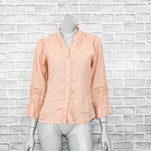 Loeffler Randall Women's 100% Linen Boho Blouse in peach size Small